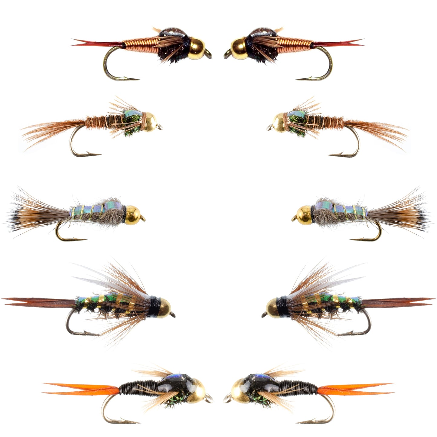 Basics Collection - Flash Back Tungsten Bead Head Nymphs 10 Flies  #10-16