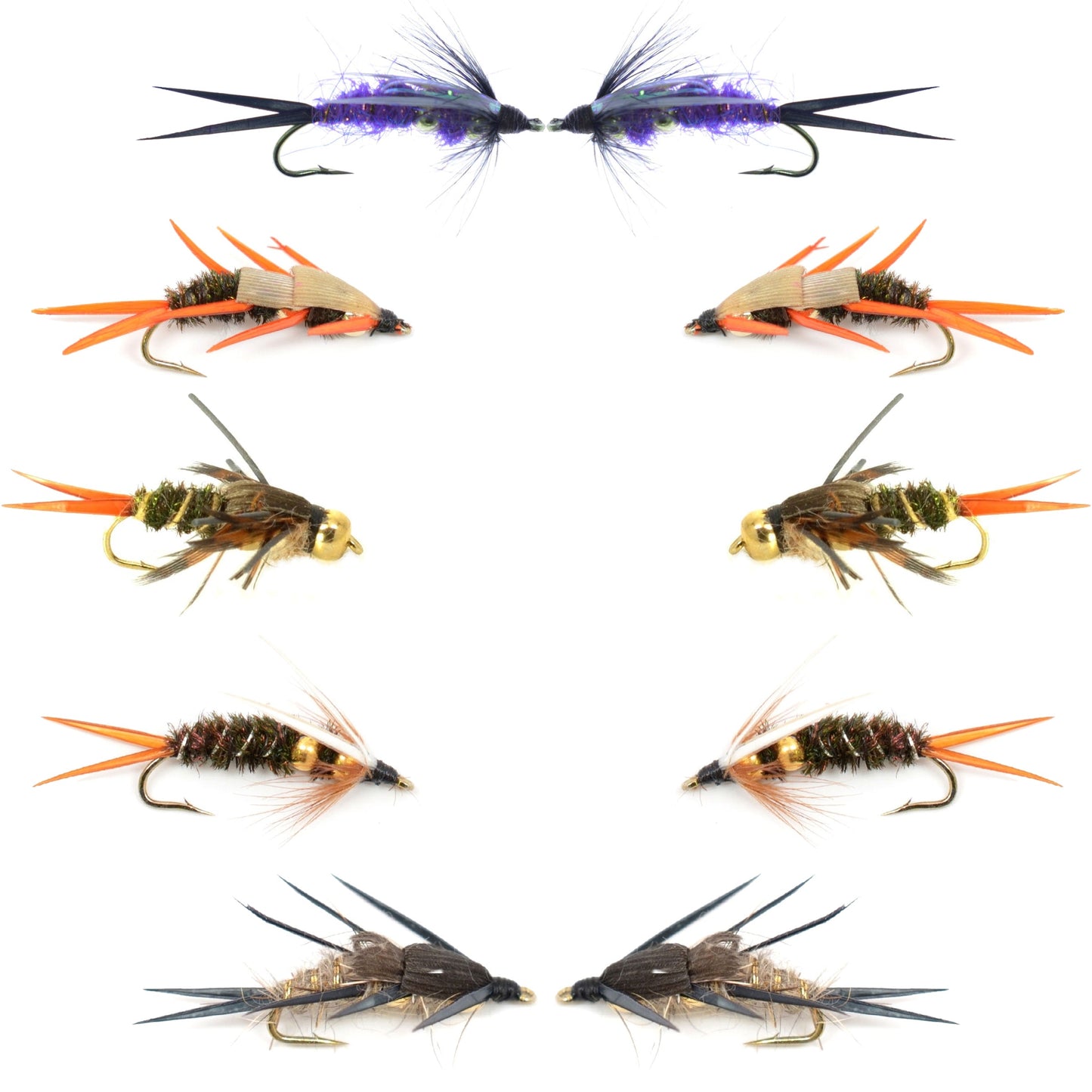 Basics Collection - Double Bead Nymph Assortment - 10 Flies - Size 14