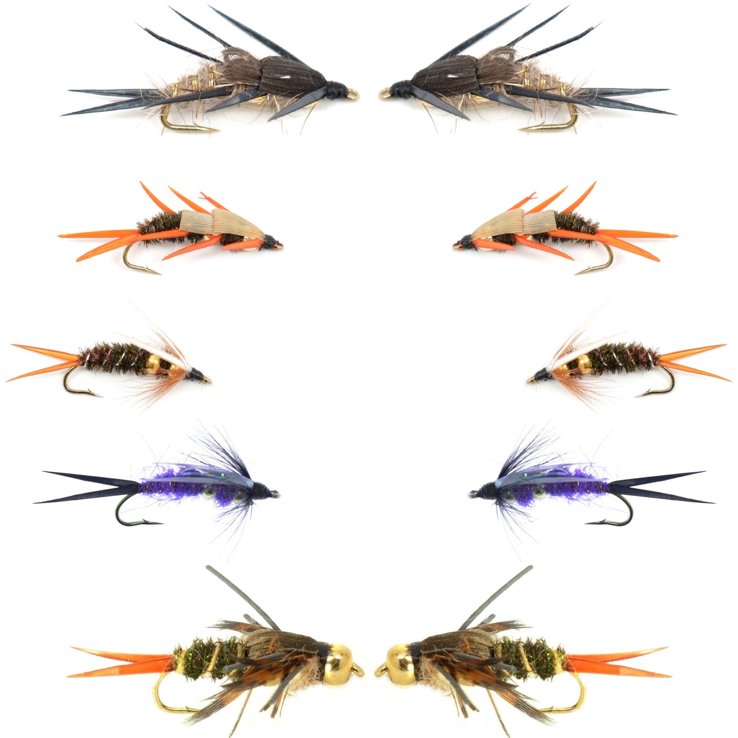 Basics Collection - Double Bead Nymph Assortment - 10 Flies - Size 8