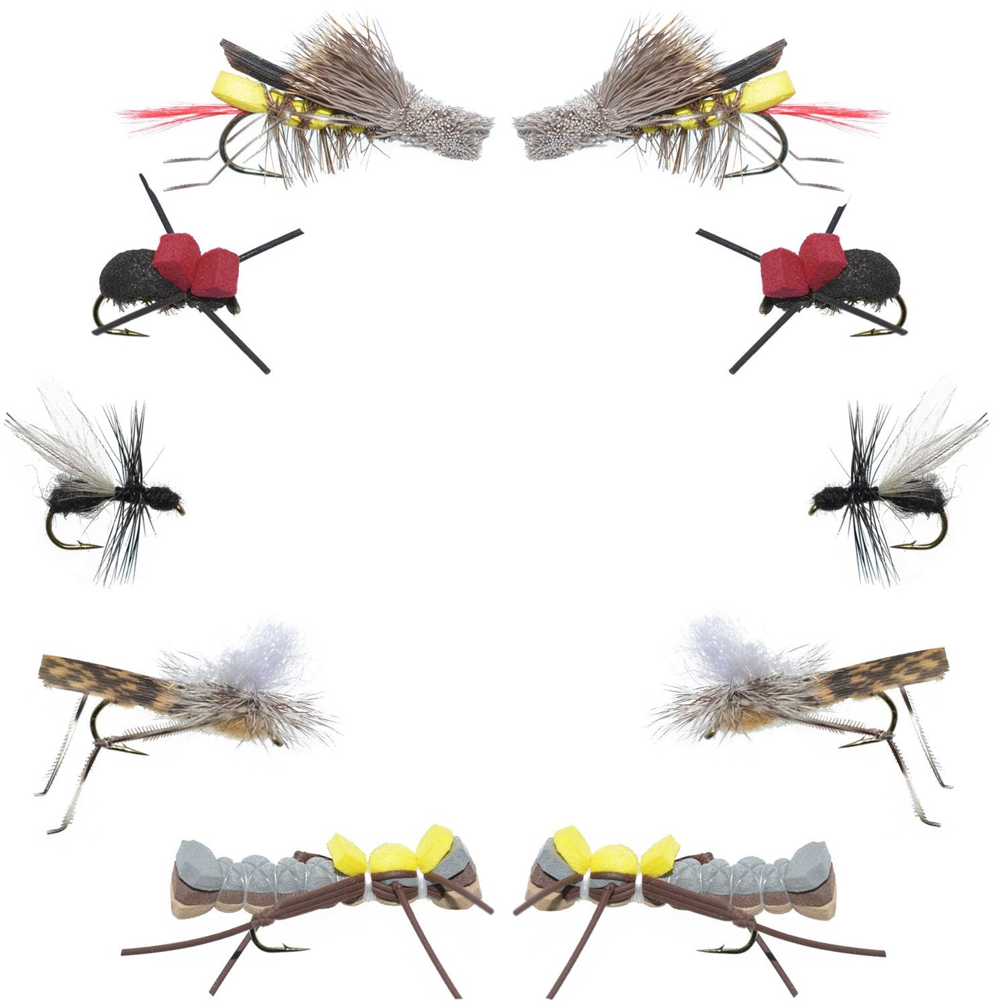 Basics Collection - Terrestrials Fly Assortment - 10 Flies - Sizes 10-14