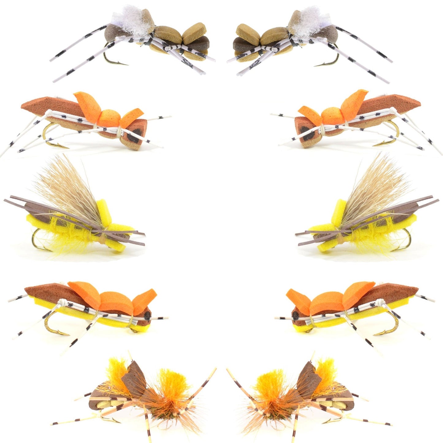 Basics Collection - Foam Hoppers Assortment - 10 Flies - Size 10