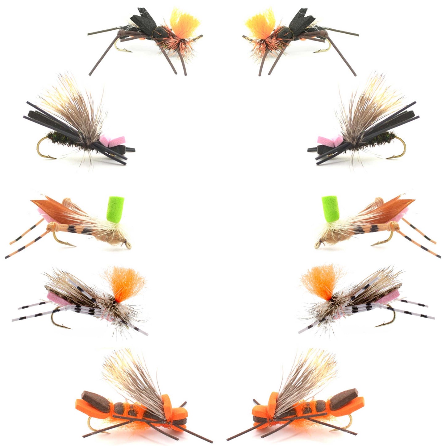 Basics Collection - Foam Hoppers Assortment #2 - 10 Flies - Hook Size 10