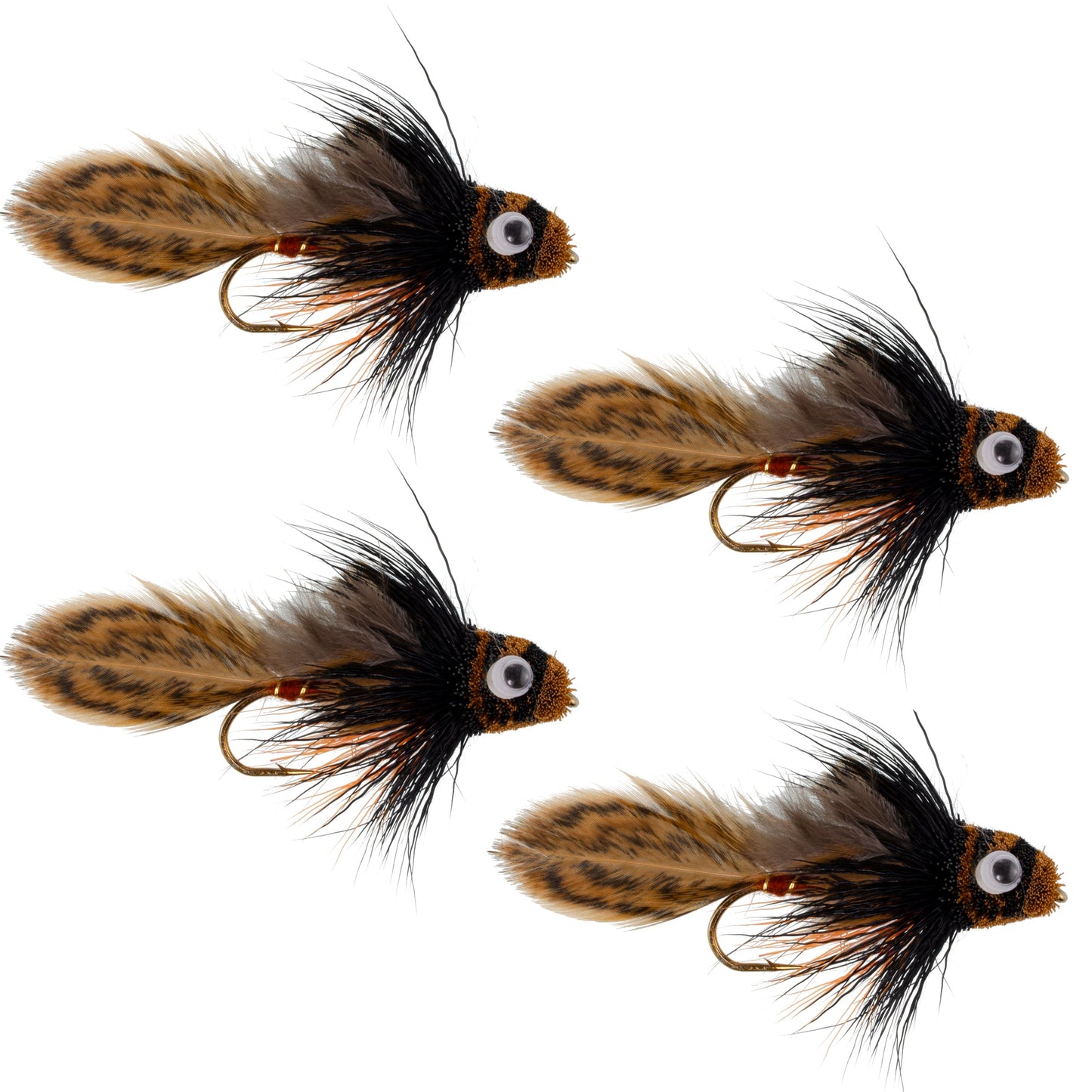 Big Eye Brown Sculpin Streamer Flies - Set of 4 - Hook Size 2