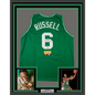 Framed Autographed/Signed Bill Russell 35x39 Boston Green Basketball Jersey Hollywood Collectibles COA