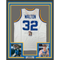 Framed Autographed/Signed Bill Walton 35x39 UCLA White College Basketball Jersey JSA COA