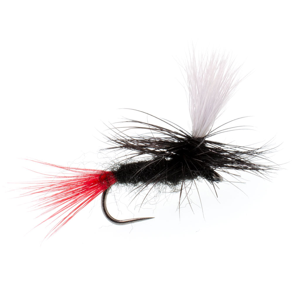 Barbless Parachute Black Gnat Red Tail Dry Fly - 12 Flies - Size 14