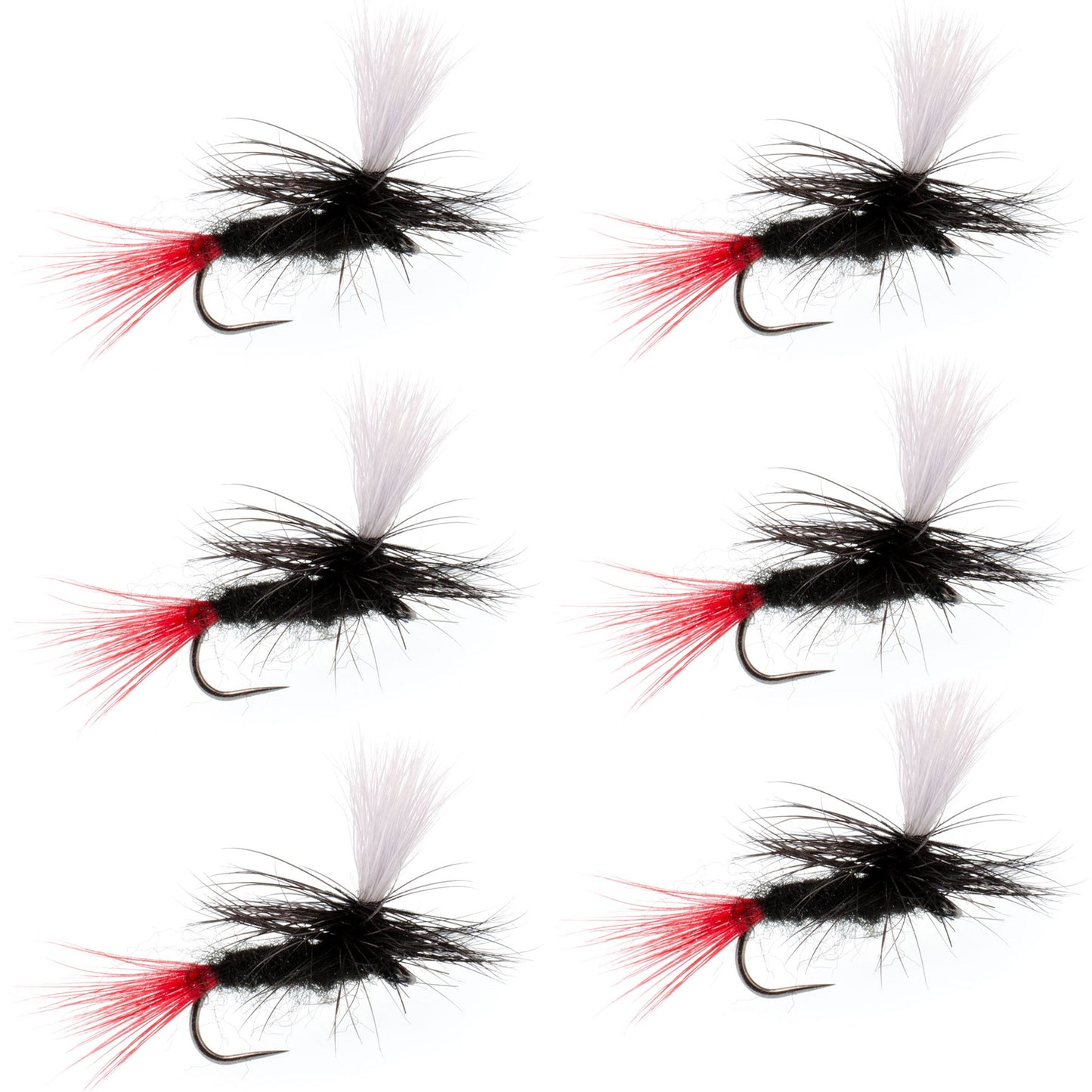 Barbless Parachute Black Gnat Red Tail Dry Fly - 6 Flies - Size 14