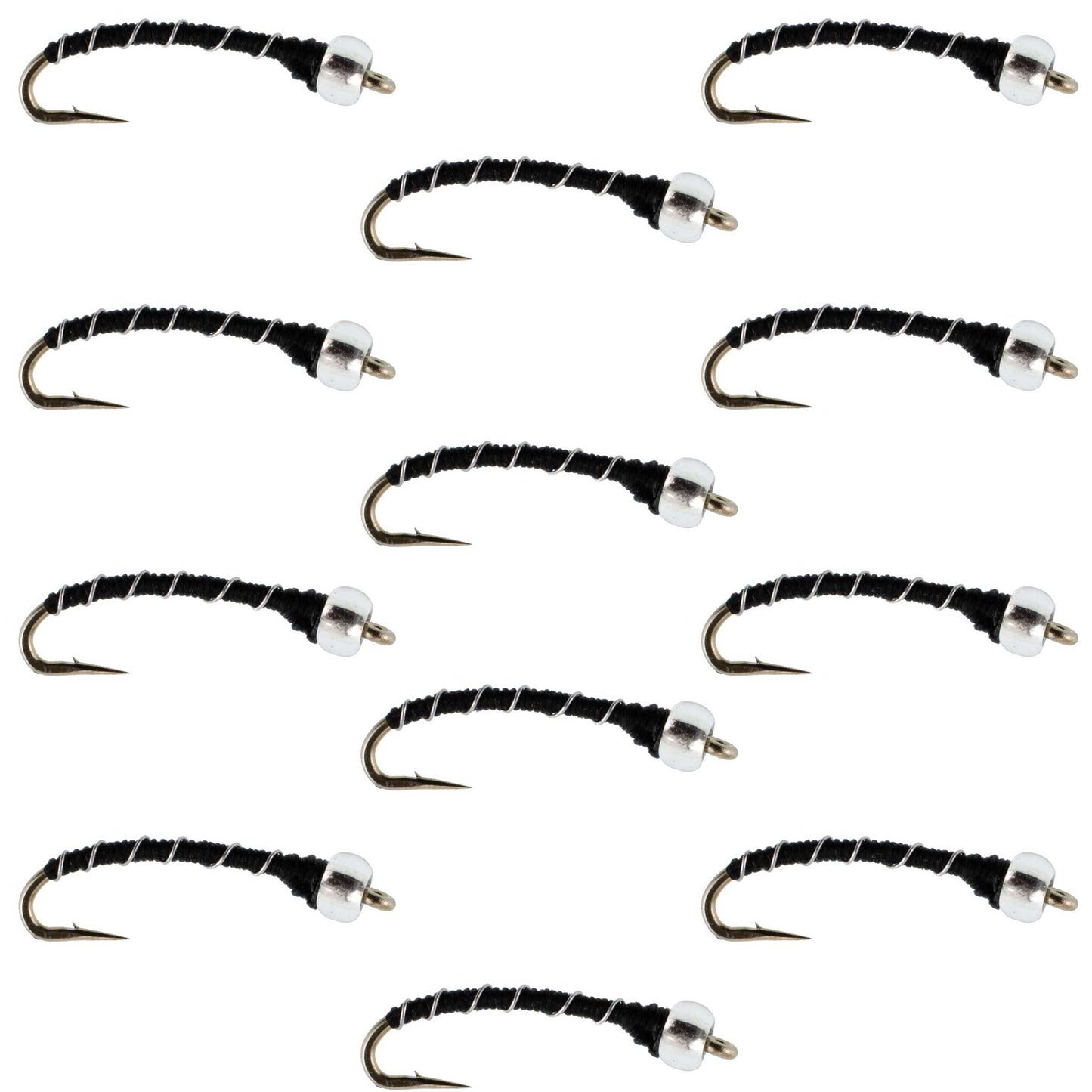 Black Mercury Midge - Glass Bead Head - 12 Flies Size 22
