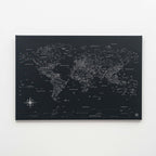World Map on Canvas - Black