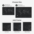 World Map on Canvas - Black