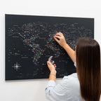 World Map on Canvas - Black