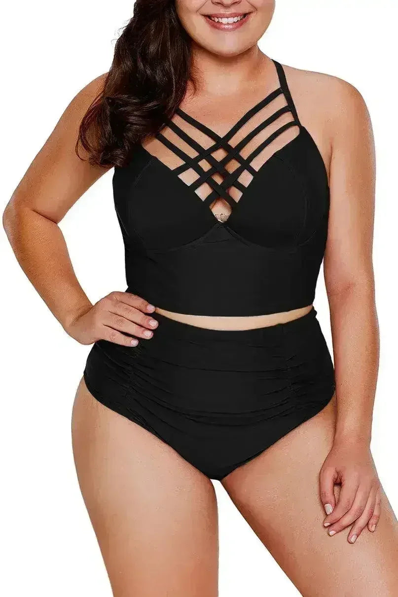 Floral Lace Swimsuit Set | High Waist Bikini | Rash Guard