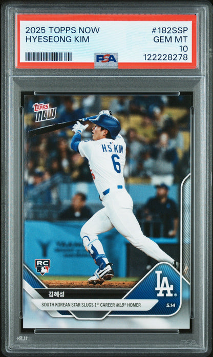 Graded 2025 Topps Now Hyeseong Kim #182SP Rookie RC Baseball Card PSA 10 Gem Mint