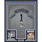 Framed Autographed/Signed Bobby Richardson 35x39 60 WS MVP New York Grey Baseball Jersey JSA COA