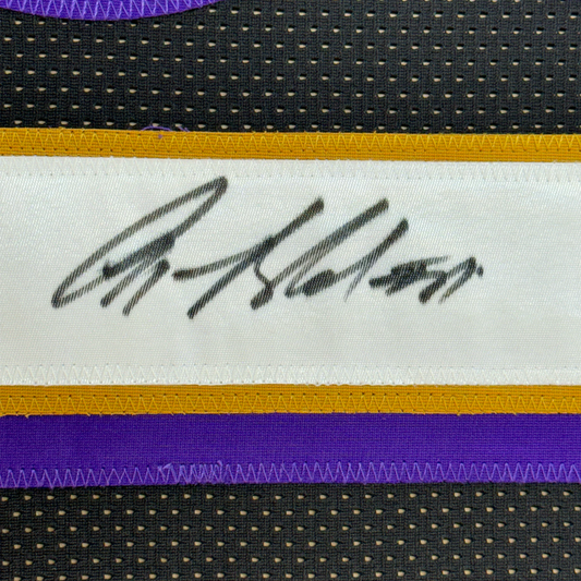 Framed Autographed/Signed Anquan Boldin 35x39 Baltimore Black Football Jersey Beckett BAS COA