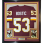 Framed Autographed/Signed Jeff Bostic 35x39 Washington Burgundy Football Jersey JSA COA