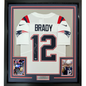 Framed Autographed/Signed Tom Brady 35x39 New England Patriots White Authentic Nike Limited Football Jersey Fanatics COA/LOA