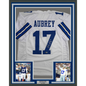 Framed Autographed/Signed Brandon Aubrey 35x39 Dallas White Football Jersey Beckett BAS COA