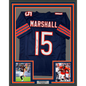 Framed Autographed/Signed Brandon Marshall 35x39 Chicago Blue Football Jersey Beckett BAS COA