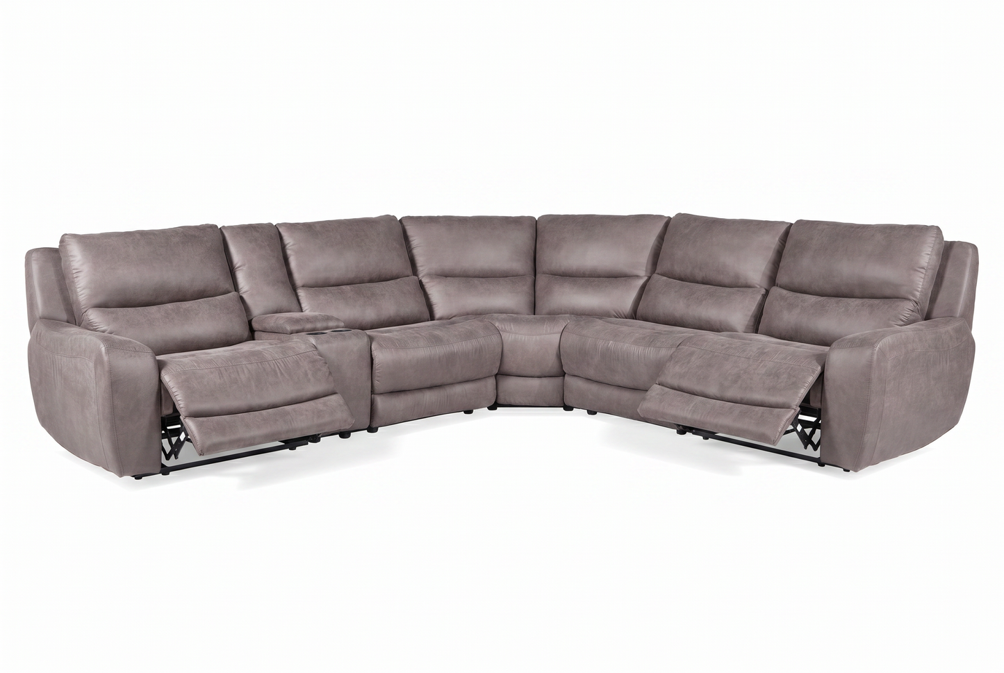 Branson Zero Slate 6-Piece Dual Power Reclining Modular Sectional with Storage Console