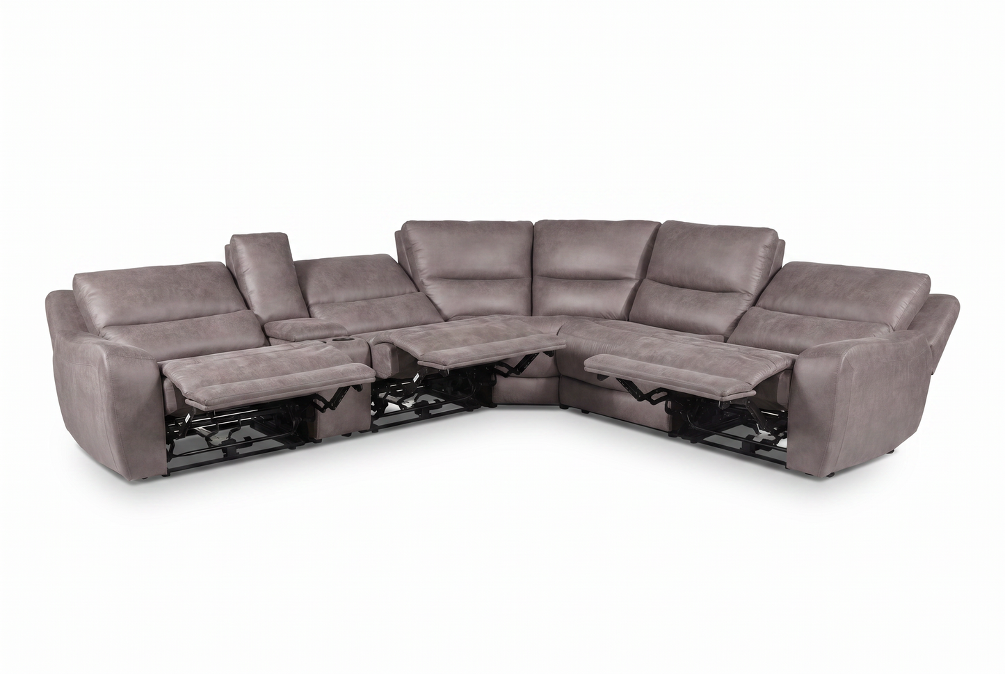 Branson Zero Slate 6-Piece Dual Power Reclining Modular Sectional with Storage Console