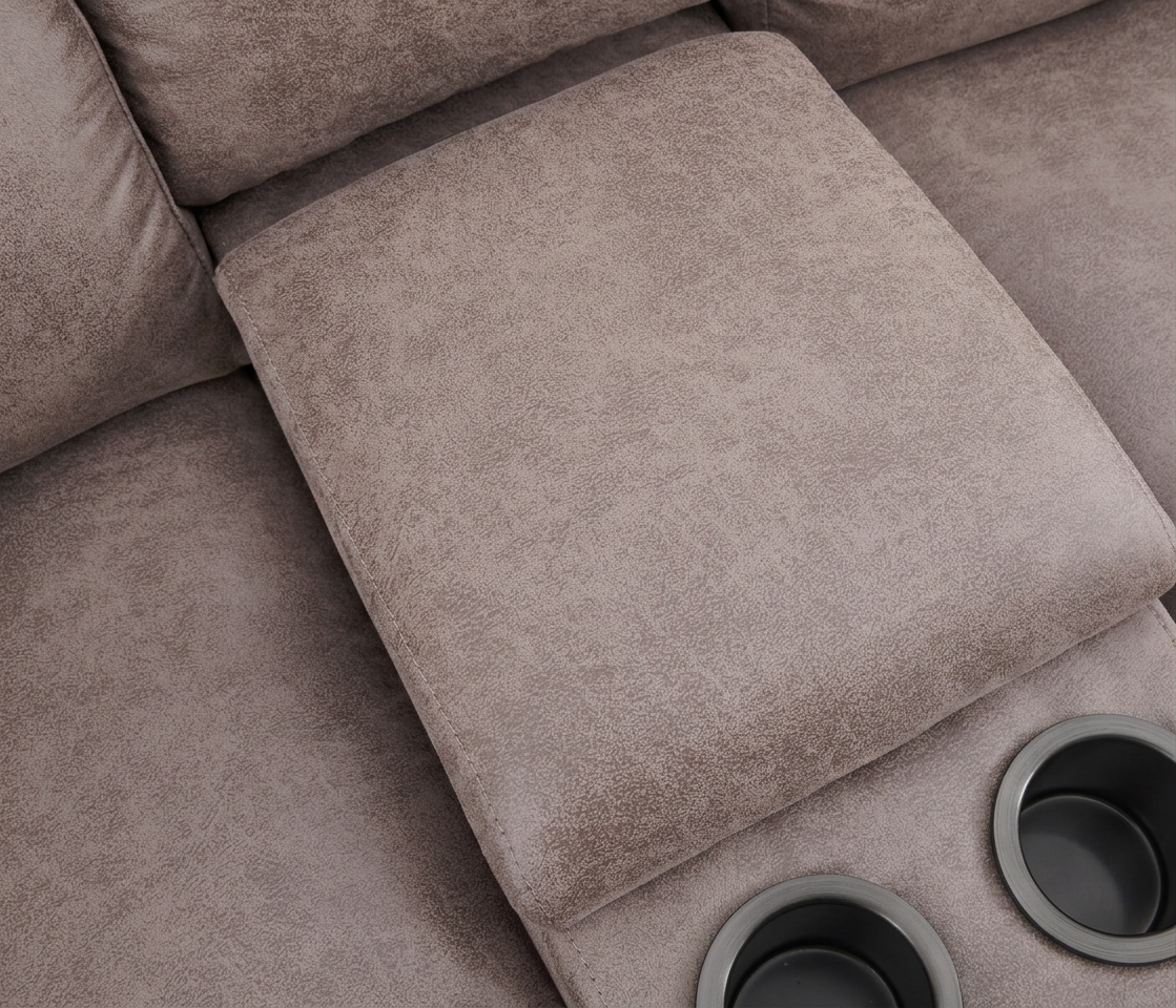 Branson Zero Slate 6-Piece Dual Power Reclining Modular Sectional with Storage Console