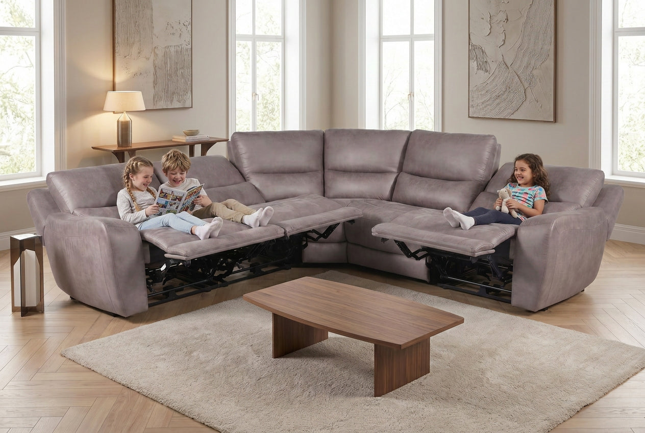 Branson Zero Slate 6-Piece Dual Power Reclining Modular Sectional with Storage Console