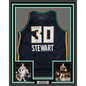 Framed Autographed/Signed Breanna Stewart 35x39 New York Black Basketball Jersey JSA COA