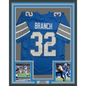 Framed Autographed/Signed Brian Branch 35x39 Detroit Blue Football Jersey Beckett BAS COA