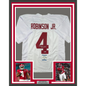 Framed Autographed/Signed Brian Robinson Jr. 35x39 Alabama White College Football Jersey Beckett BAS COA