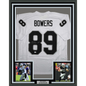 Framed Autographed/Signed Brock Bowers 35x39 Las Vegas Oakland White Football Jersey Beckett BAS COA