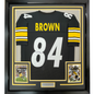 Framed Autographed/Signed Antonio Brown 35x39 Pittsburgh Black Football Jersey JSA COA