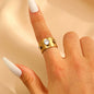 Stainless Steel Zircon Line Ring