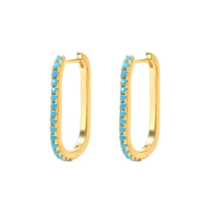 Color Zircon Earrings For Women 925 Sterling Silver Earrings Hoops Pendientes Plata Piercing Gold Jewelry