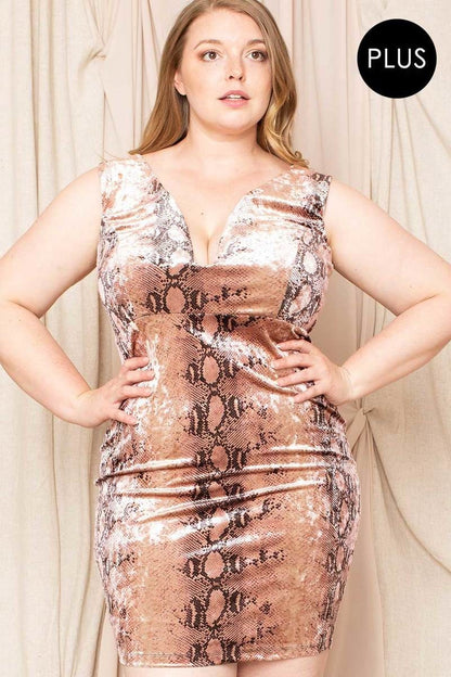 Velour Snake Print Mini Dress