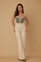 Threaded Twisted Rope Knot Tie Jumpsuit (Off-White)