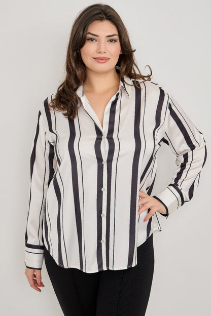 Vertical Stripe Button Down Blouse