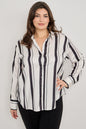 Vertical Stripe Button Down Blouse