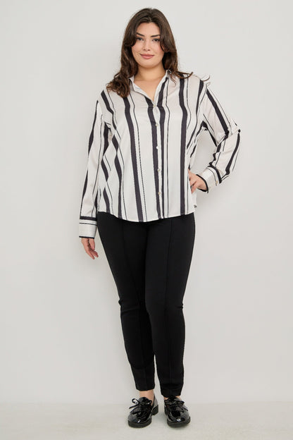 Vertical Stripe Button Down Blouse