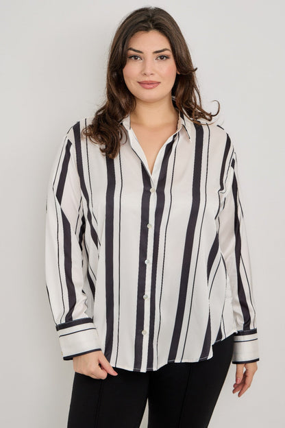 Vertical Stripe Button Down Blouse