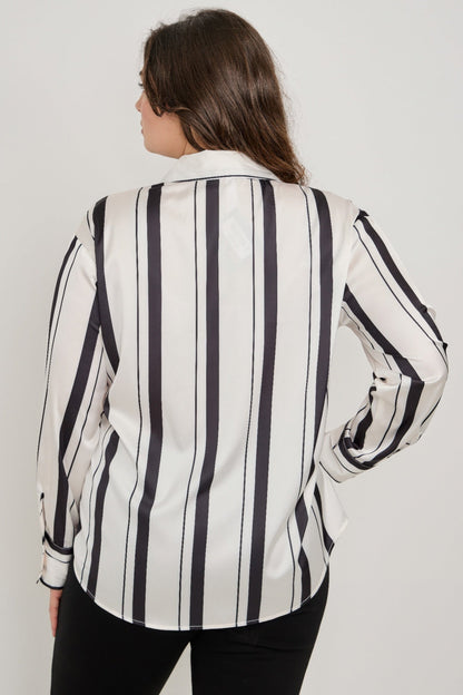 Vertical Stripe Button Down Blouse