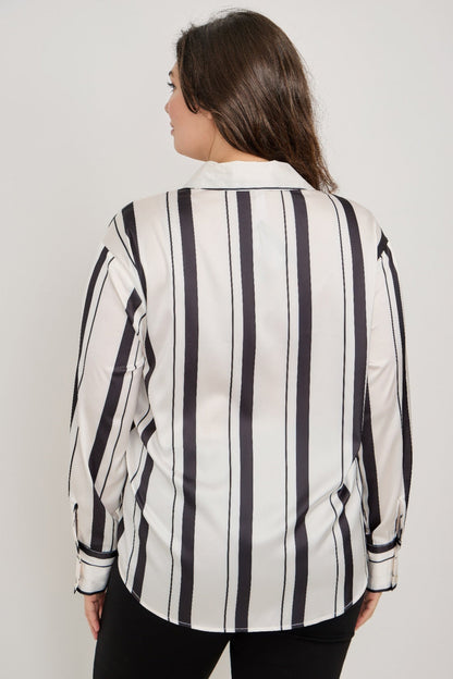 Vertical Stripe Button Down Blouse