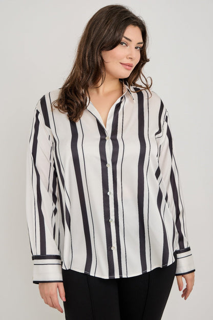 Vertical Stripe Button Down Blouse