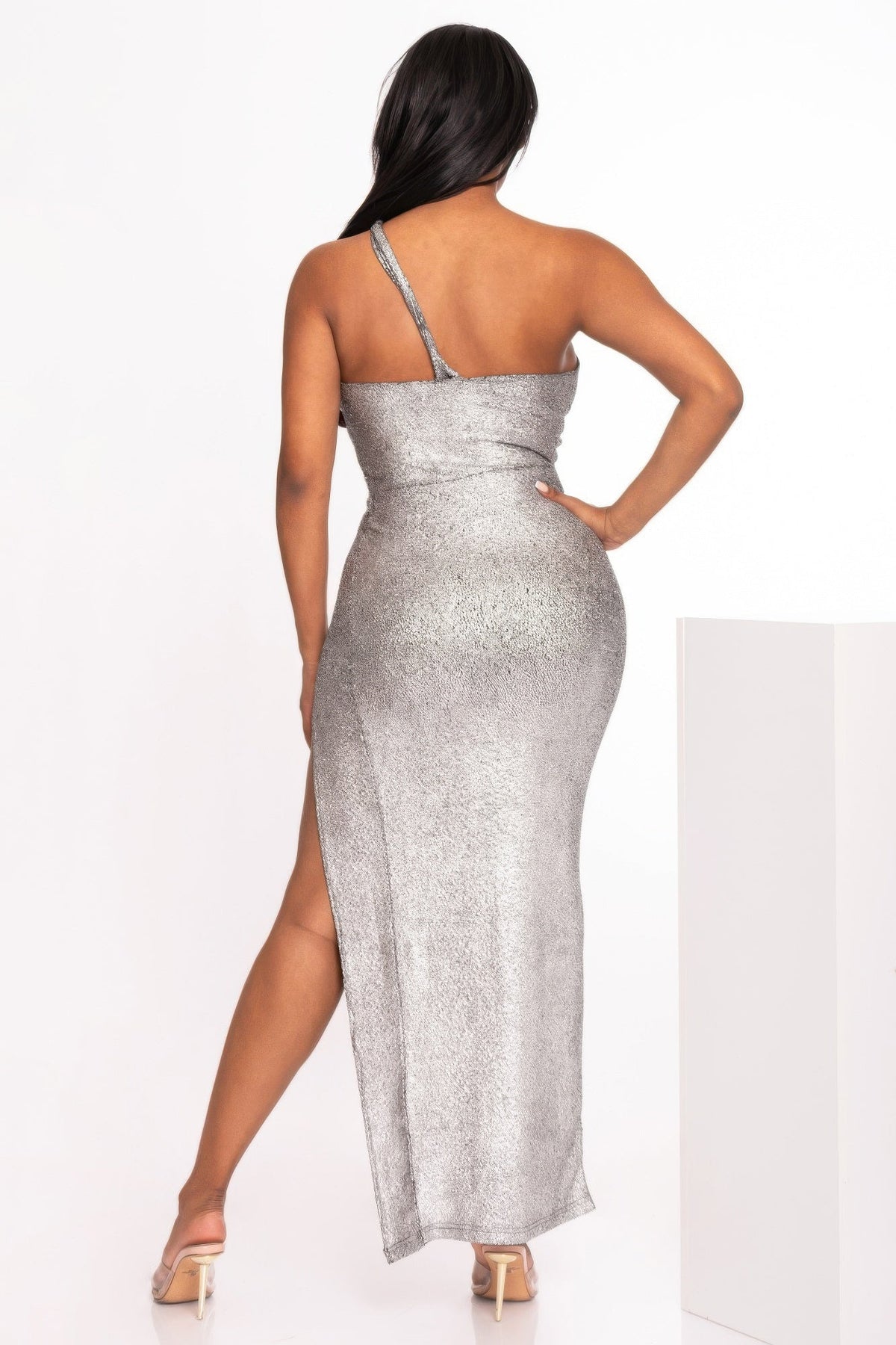 One Shoulder Slit Maxi Dress