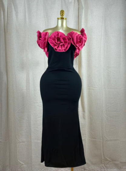 Midnight Magnolia Rosette Gown