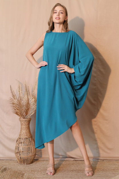 Matte Crepe One Sleeve Dress