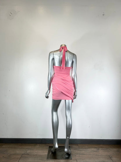 Sleeveless Mini Dress With A Halter Neck