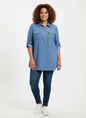 Zip Front Utility Pocket Tunic Blouse