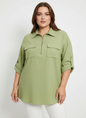 Zip Front Utility Pocket Tunic Blouse