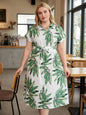 Tropical Leaf Midi Dress